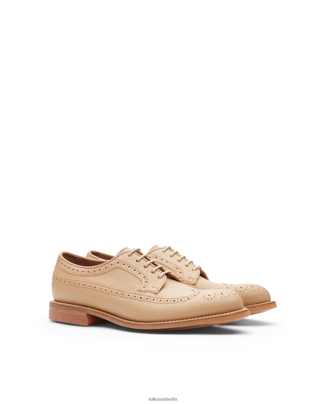 Lottusse Männer Walton-Derby aus geprägtem Känguruleder 22LP067 Beige Schuhwerk