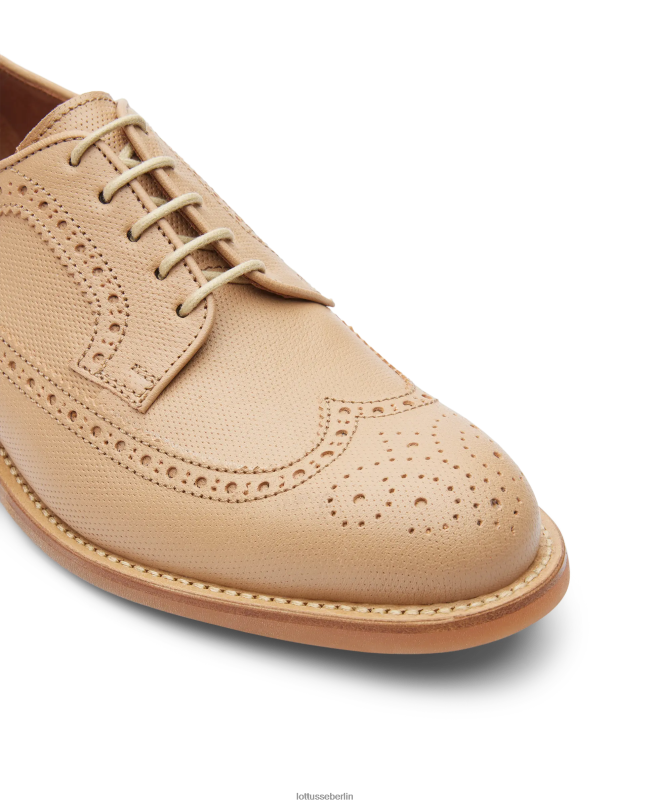 Lottusse Männer Walton-Derby aus geprägtem Känguruleder 22LP067 Beige Schuhwerk