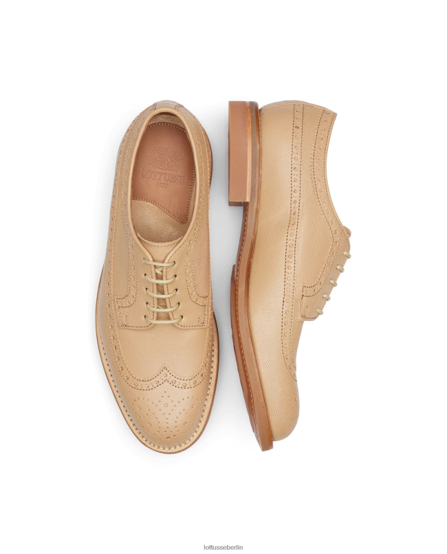 Lottusse Männer Walton-Derby aus geprägtem Känguruleder 22LP067 Beige Schuhwerk