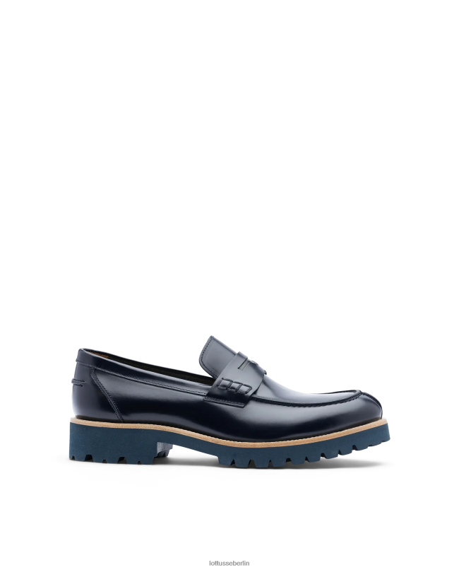 Lottusse Männer Covent-Loafer aus hellem Kalbsleder 22LP091 Marineblau Schuhwerk