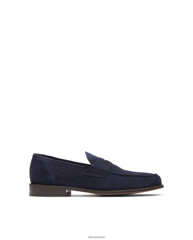 Lottusse Männer Daytona Wildleder-Kalbs-Loafer 22LP063 Marineblau Schuhwerk