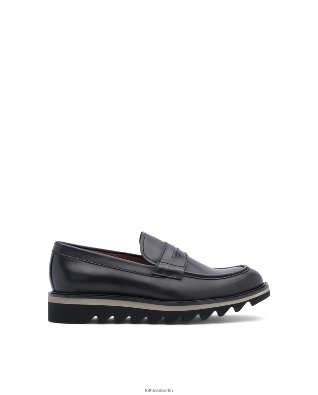 Lottusse Männer Dublin-Loafer aus Kalbsanilinleder 22LP0181 Schwarz Schuhwerk