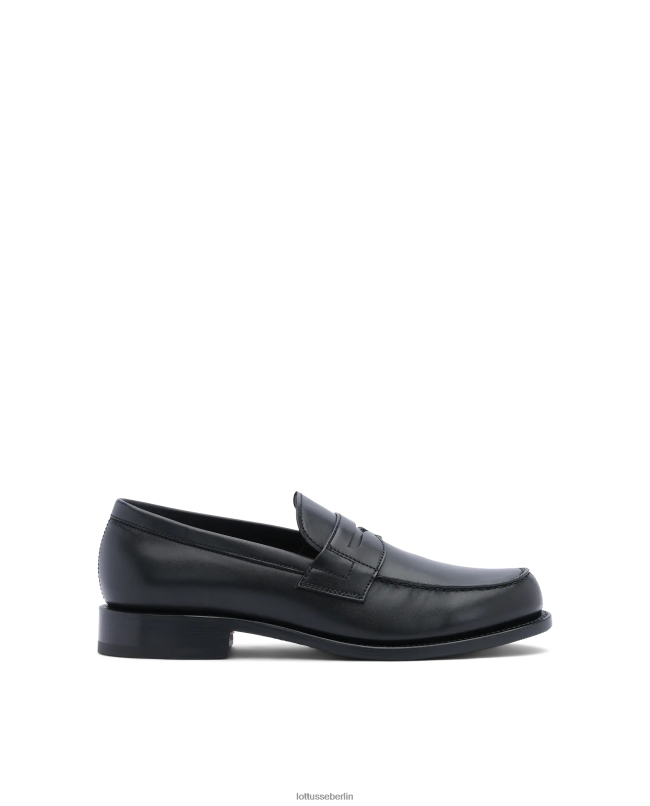 Lottusse Männer Kingstown-Loafer aus Kalbsleder mit Blockabsatz 22LP045 Schwarz Schuhwerk