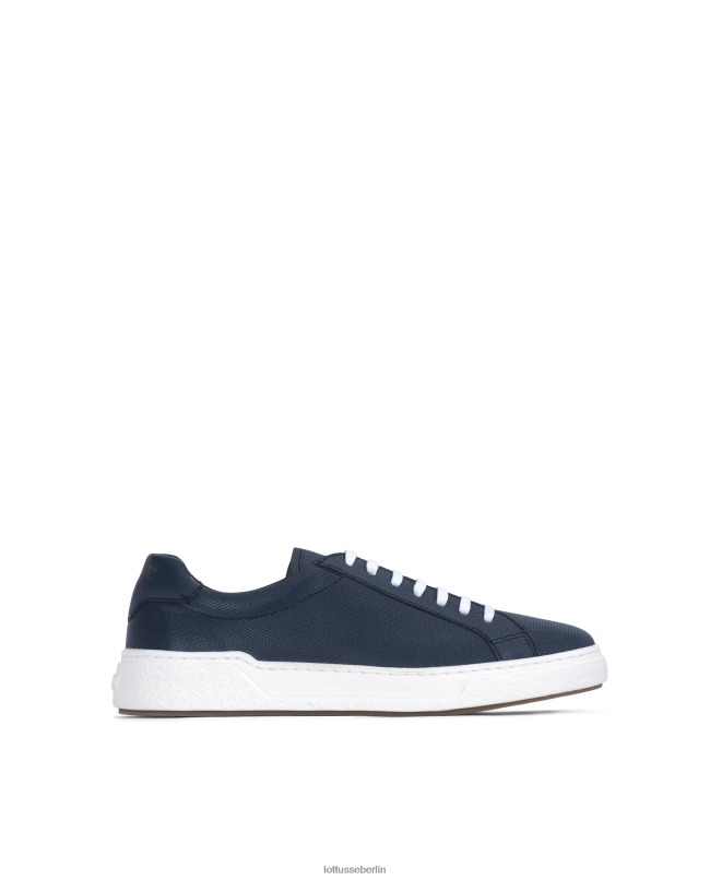 Lottusse Männer Torino Brush of Embossy Kalbsleder-Sneaker 22LP083 Marineblau Schuhwerk